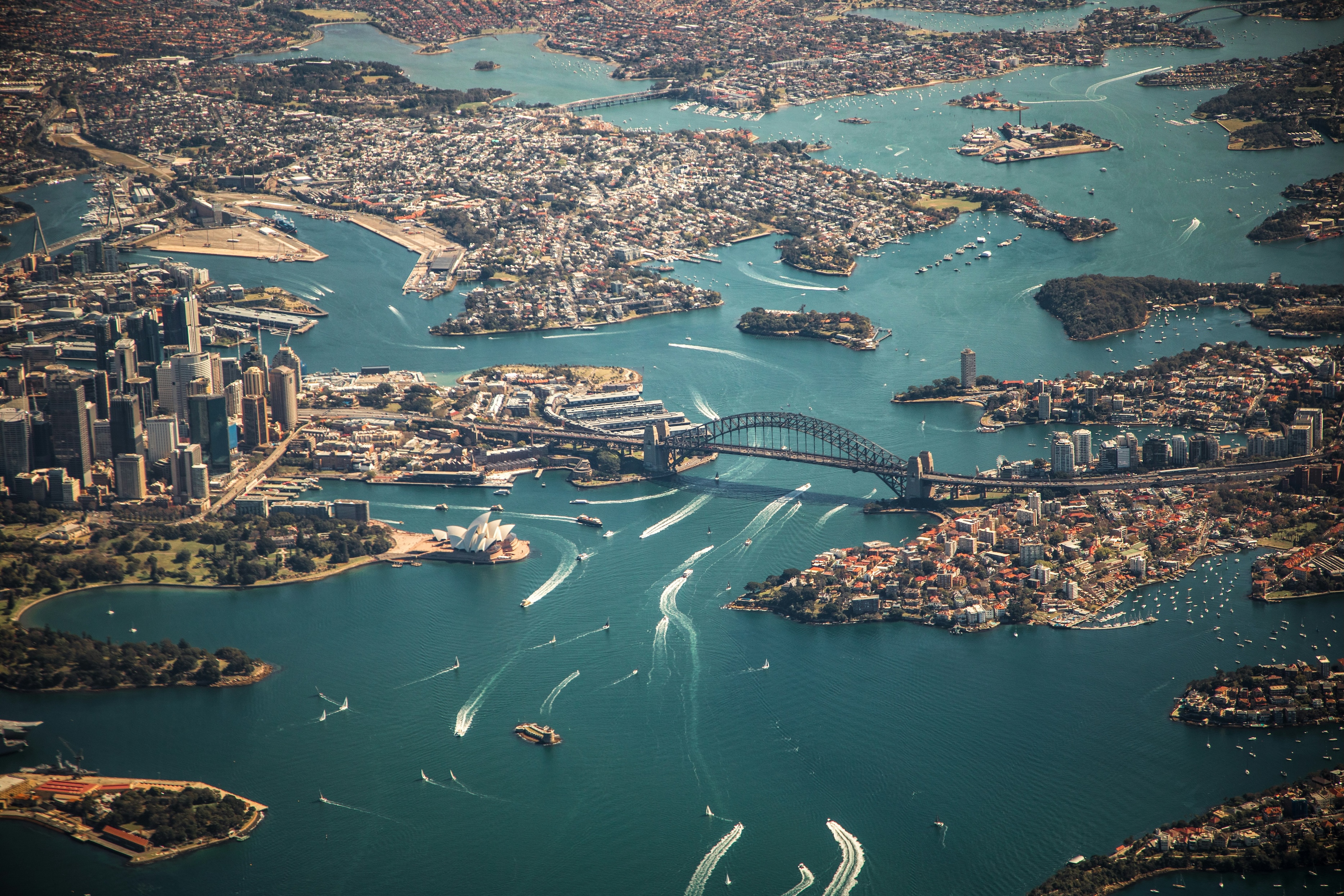 An aerial view of the core of Sydney Australia