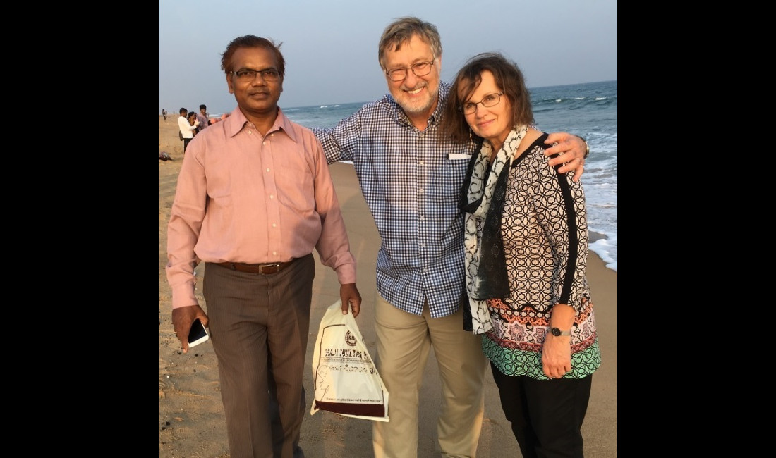 Gerald with Ellen and a friend at the beach on the Bay of Bengal.