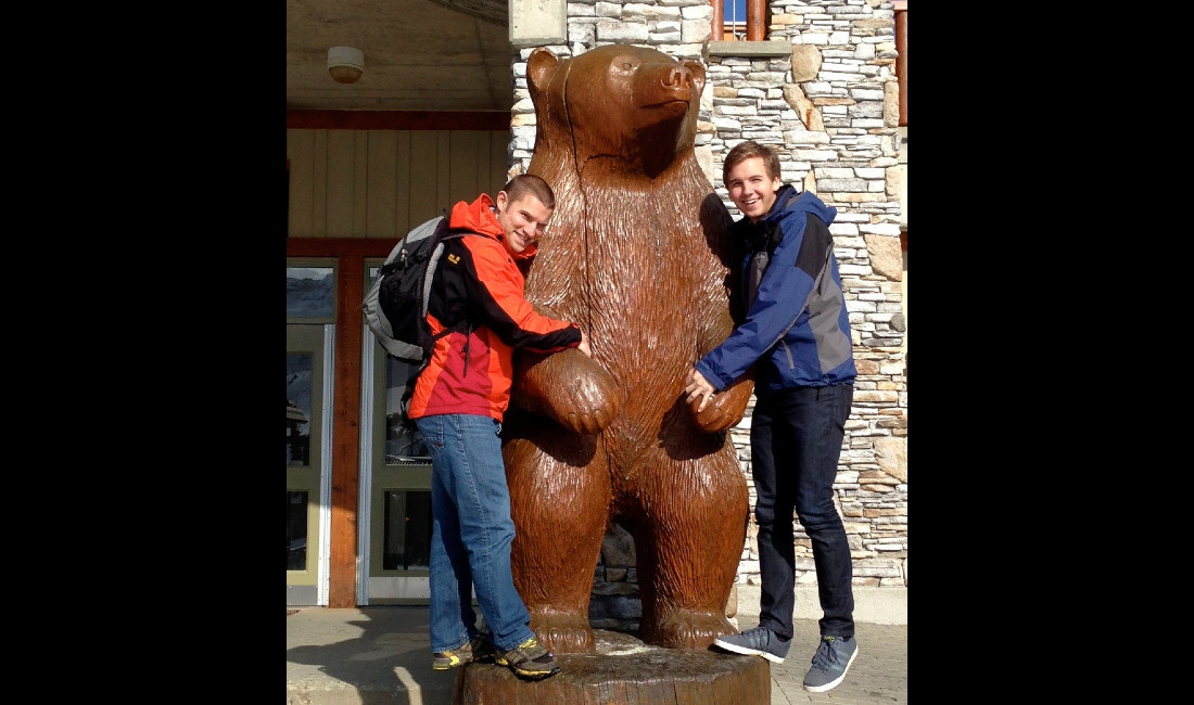 Matt and a fellow student make friends with the local wildlife